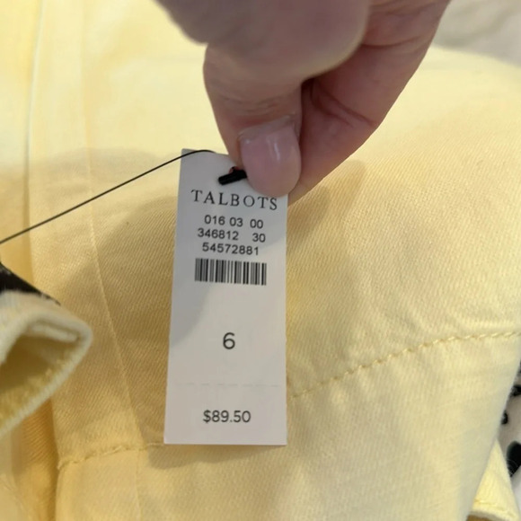 NWT Talbots SuperSoft Cargo Pants Linen Blend High Waist Crop Yellow Women’s 6 - Picture 3 of 12